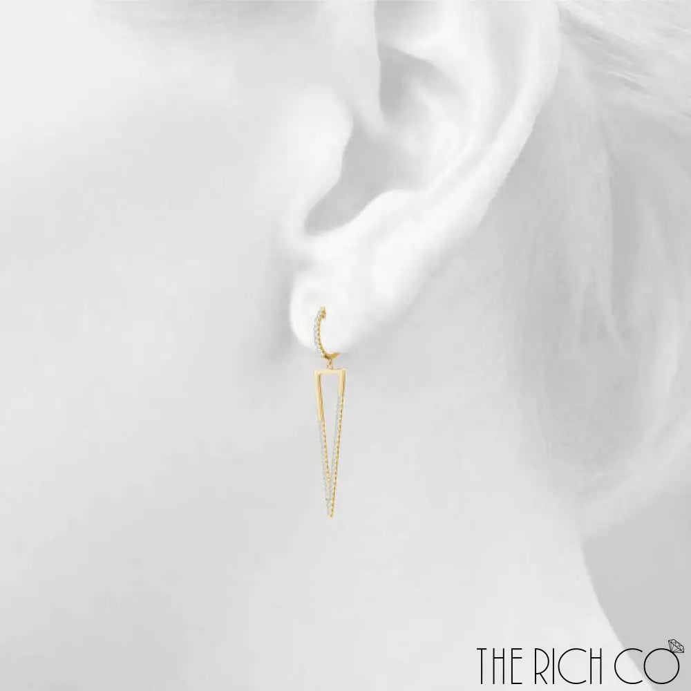 The Rich Co - Geometric Drop Diamond Earrings Earrings