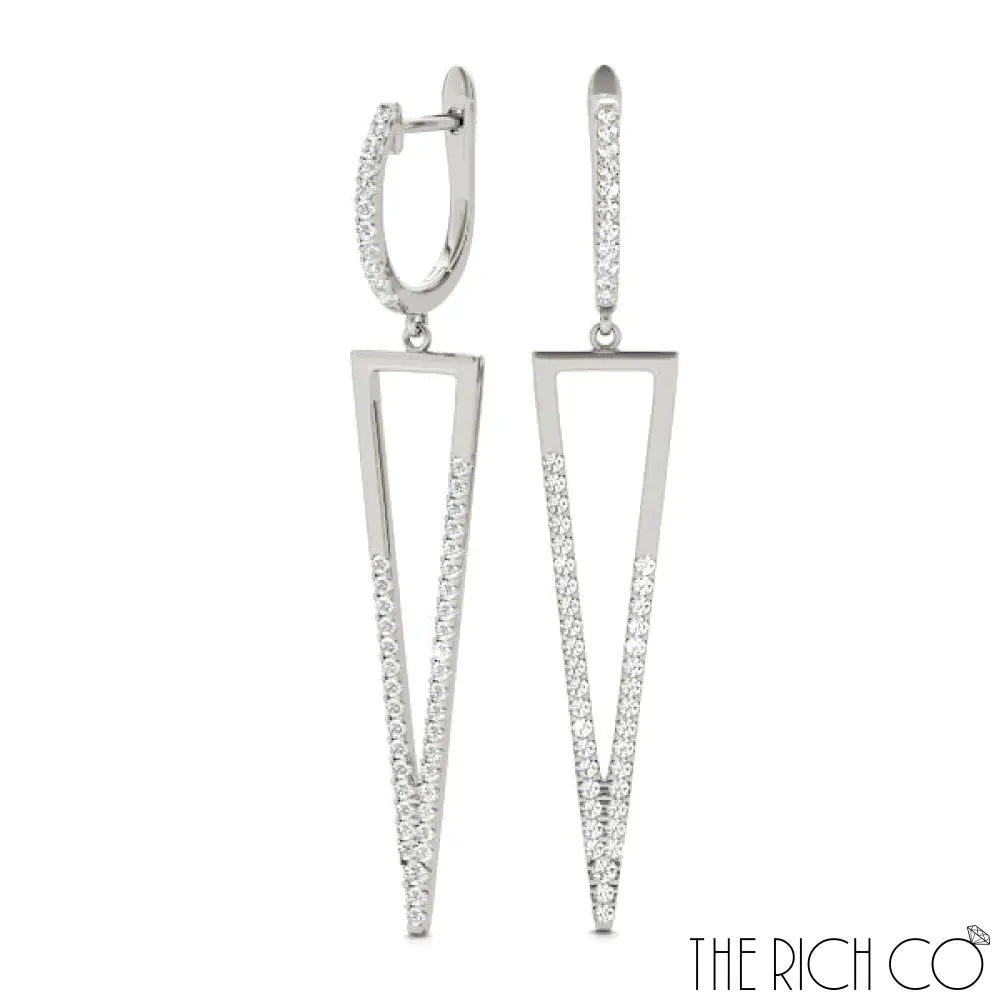 The Rich Co - Geometric Drop Diamond Earrings Platinum / 0.62 Ct Tw Earrings