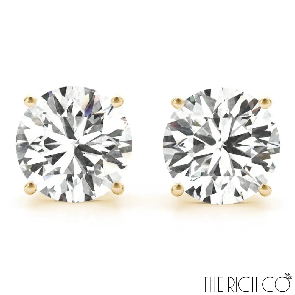 The Rich Co - Gold 4 Prong Stud Earrings Earrings