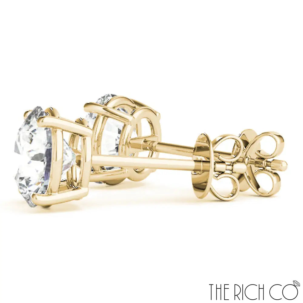 The Rich Co - Gold 4 Prong Stud Earrings Earrings