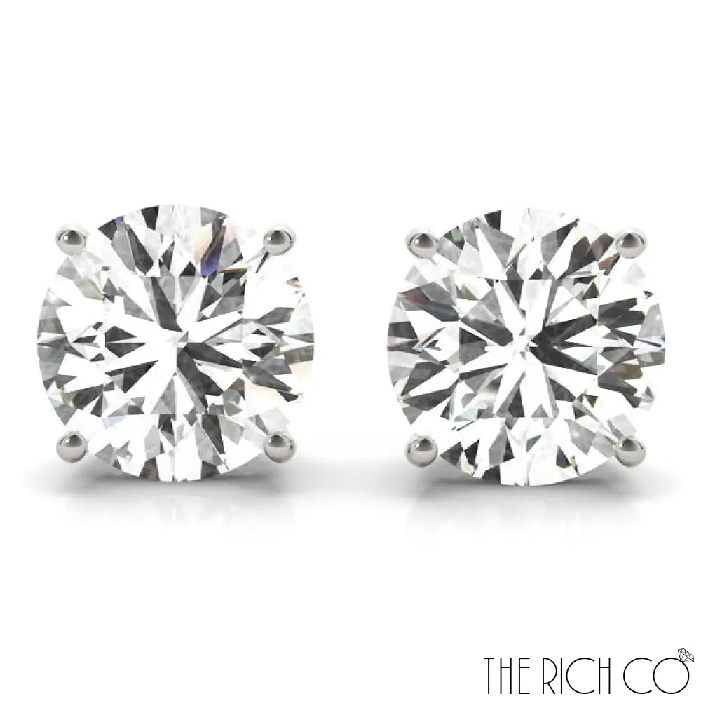 The Rich Co - Gold 4 Prong Stud Earrings Earrings