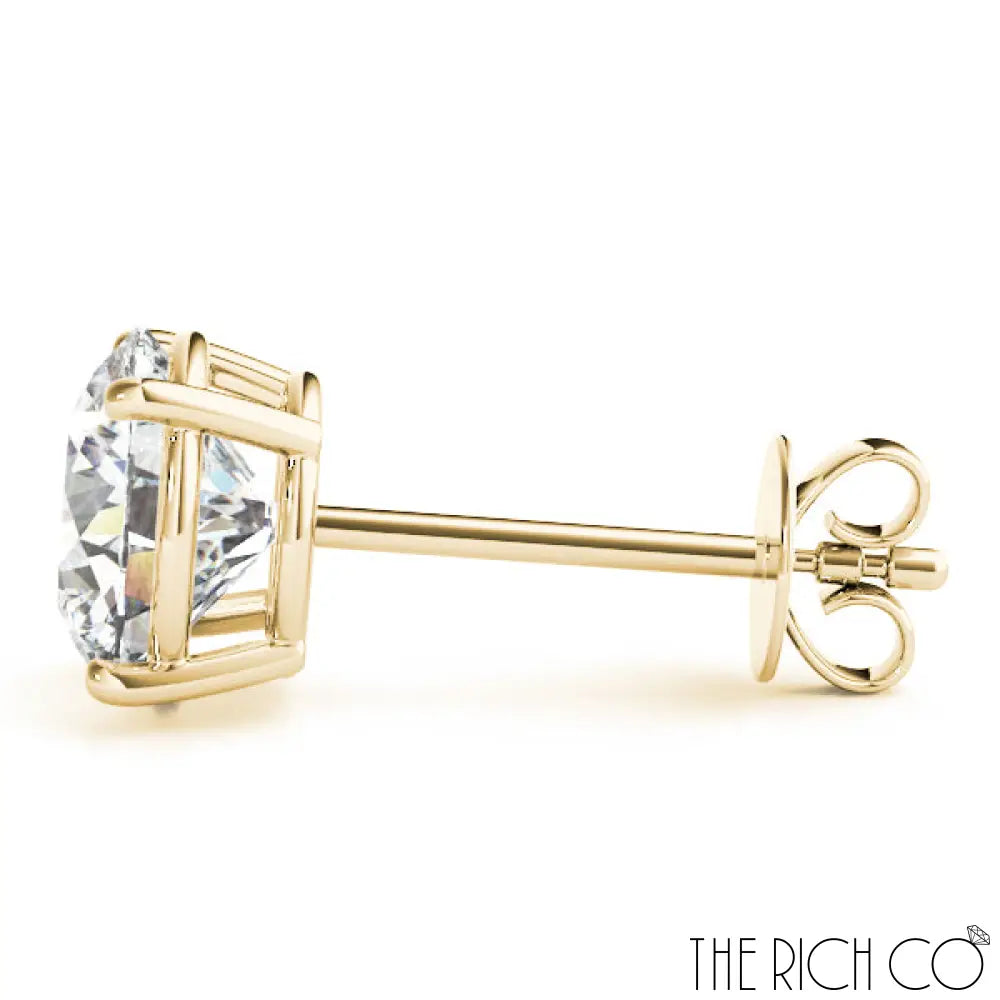 The Rich Co - Gold 4 Prong Stud Earrings Earrings