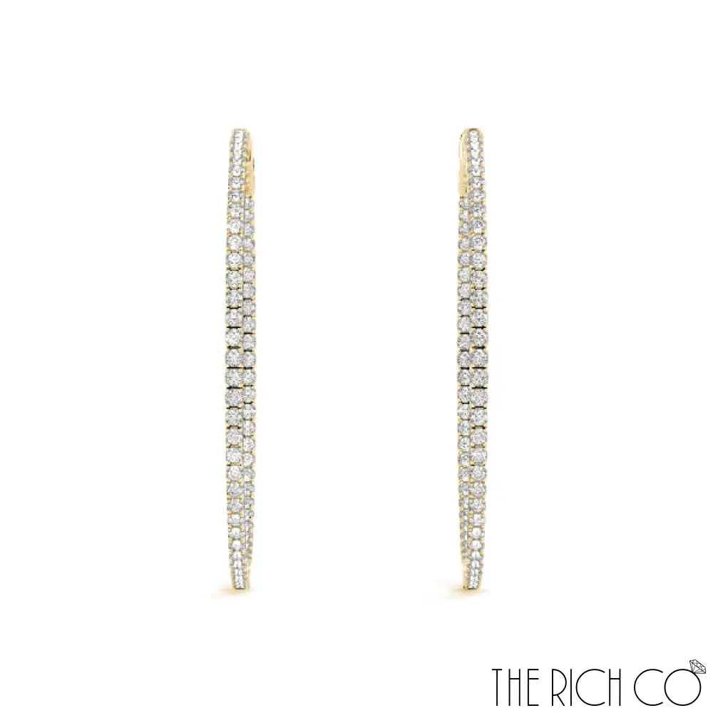 The Rich Co - Gold Diamond Inside Out Hoop Earrings Earrings