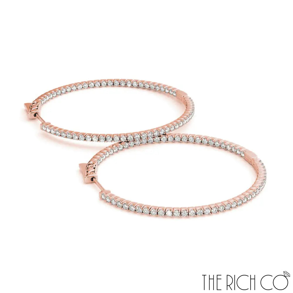 The Rich Co - Gold Diamond Inside Out Hoop Earrings Earrings