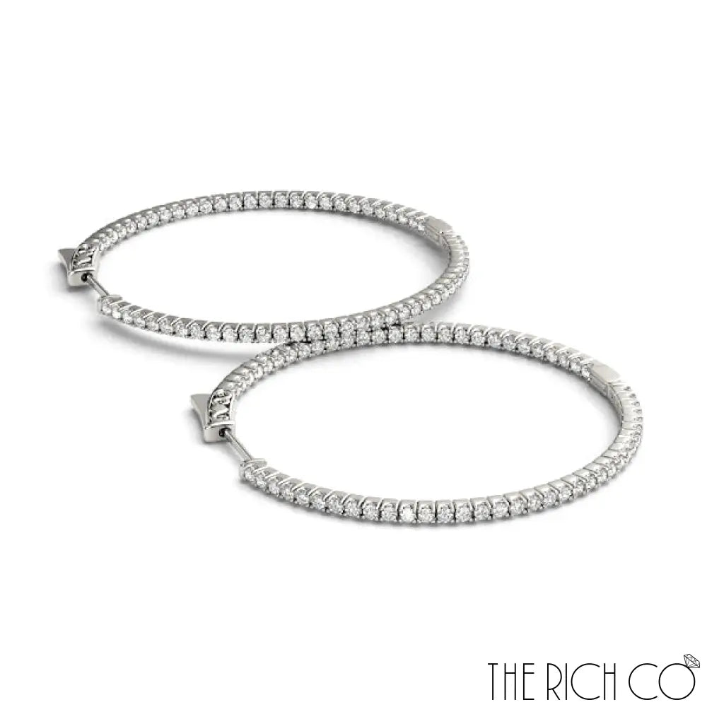 The Rich Co - Gold Diamond Inside Out Hoop Earrings Earrings