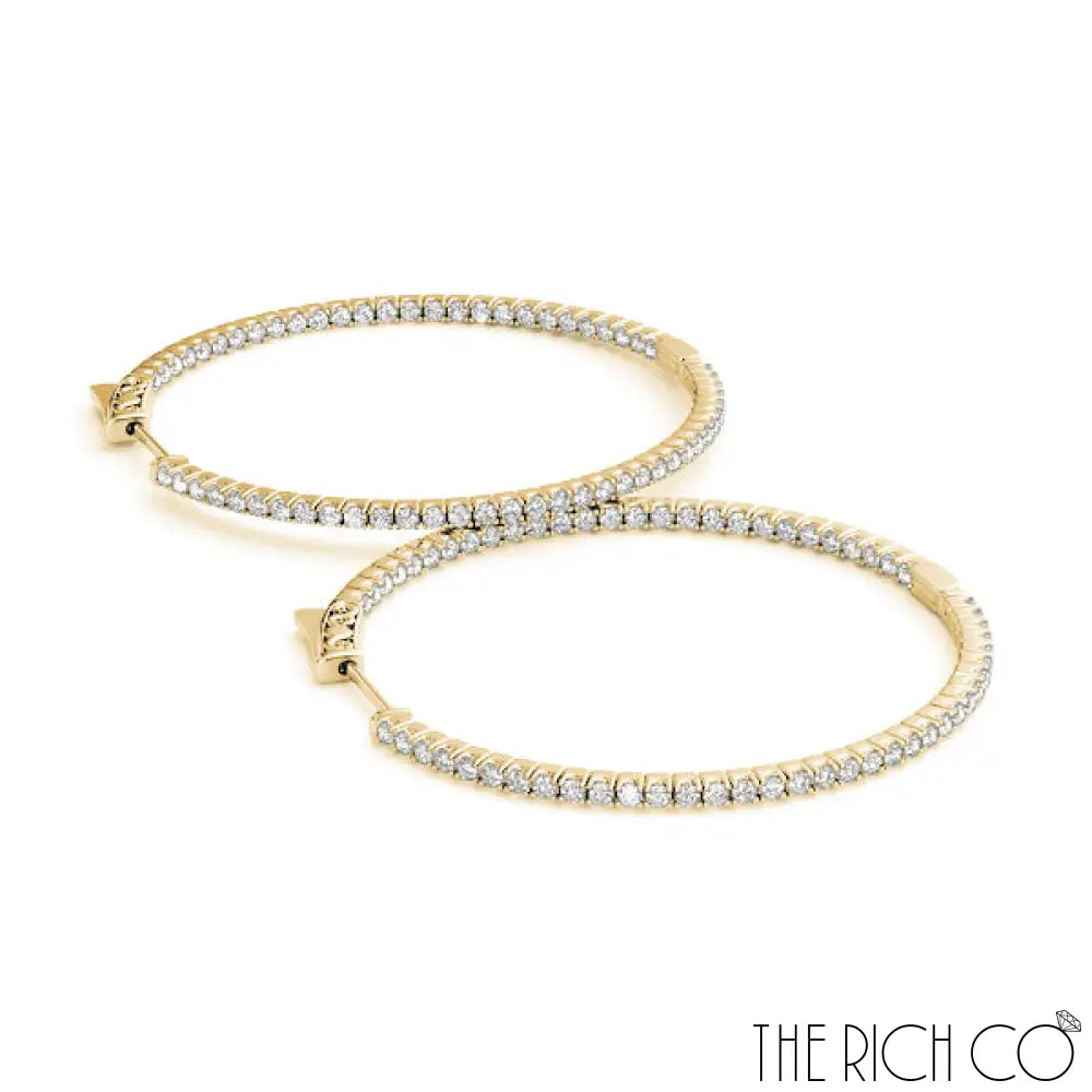 The Rich Co - Gold Diamond Inside Out Hoop Earrings Earrings