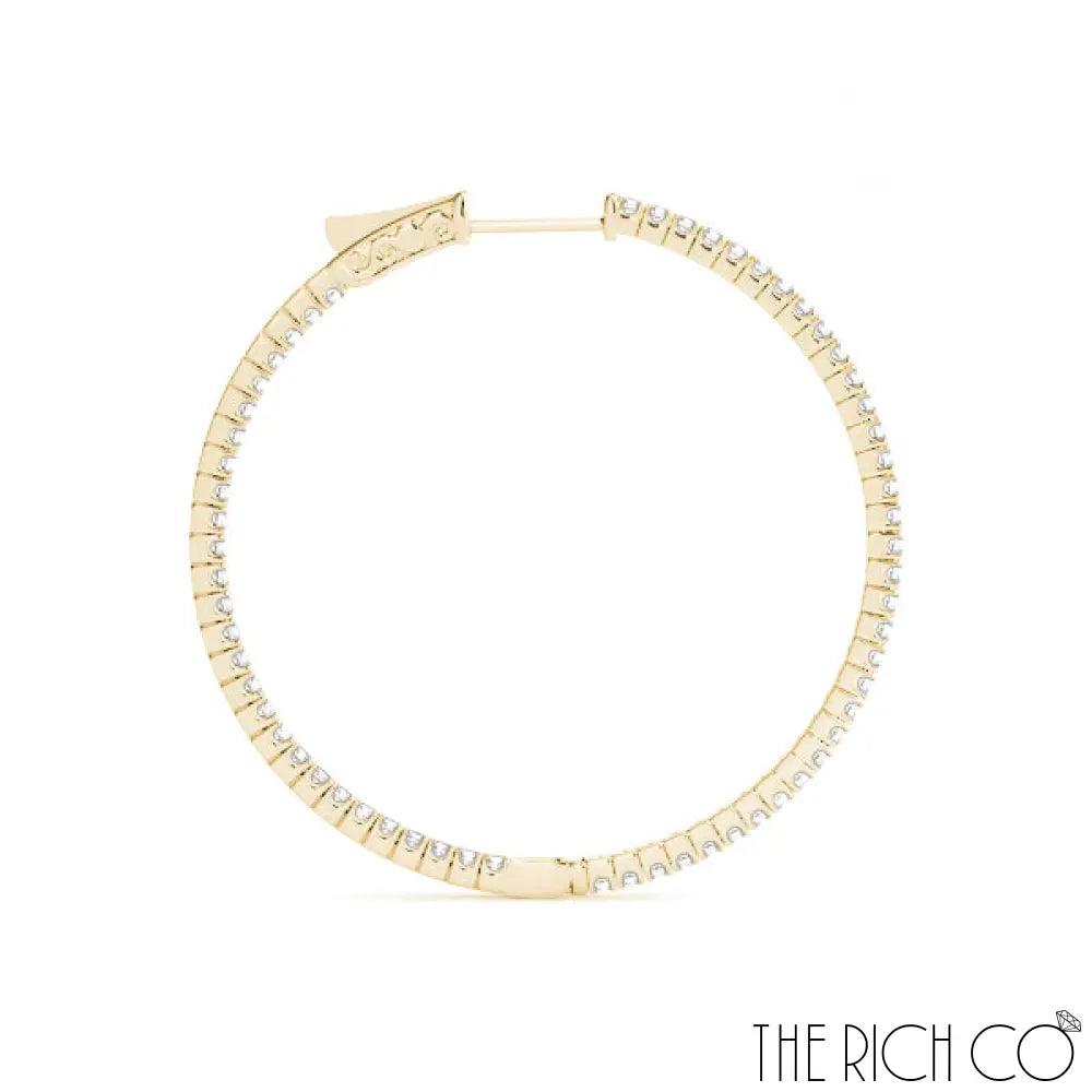 The Rich Co - Gold Diamond Inside Out Hoop Earrings Earrings