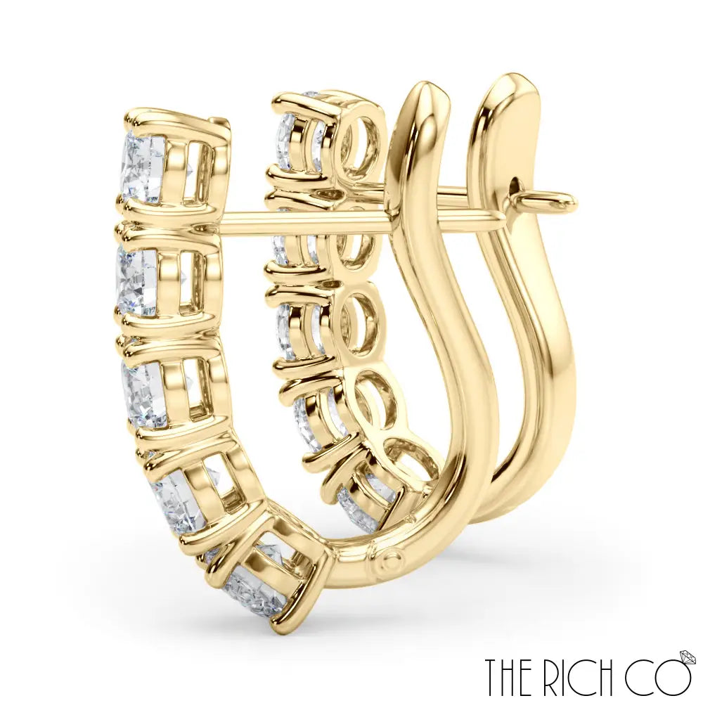 The Rich Co - Gold Diamond Omega Back Earrings Earrings