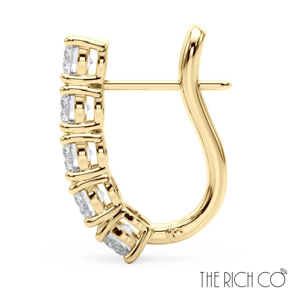 The Rich Co - Gold Diamond Omega Back Earrings Earrings