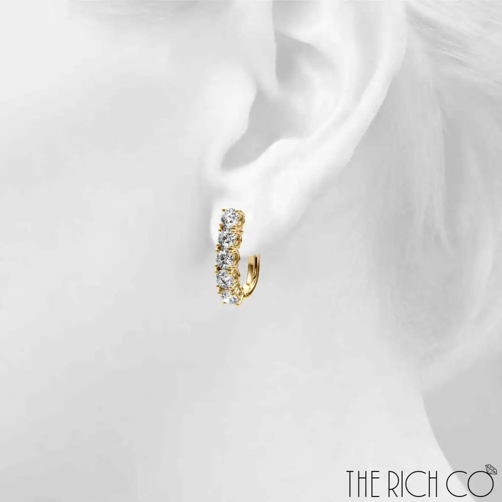 The Rich Co - Gold Diamond Omega Back Earrings Earrings