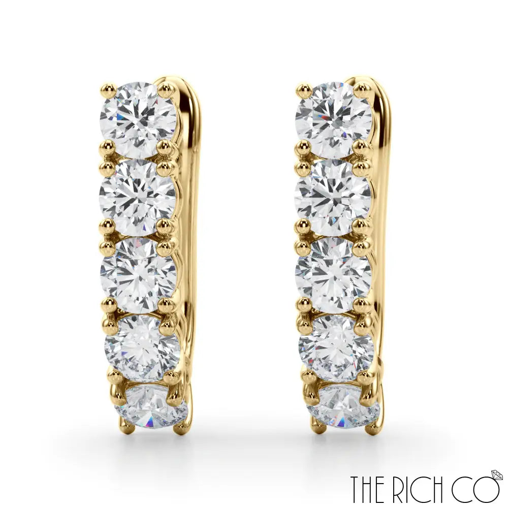 The Rich Co - Gold Diamond Omega Back Earrings Earrings