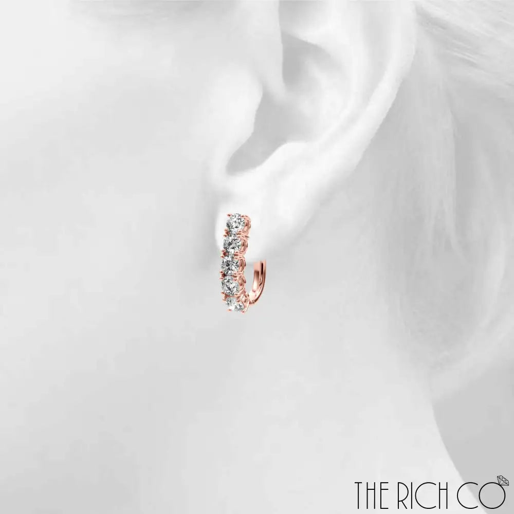 The Rich Co - Gold Diamond Omega Back Earrings Earrings