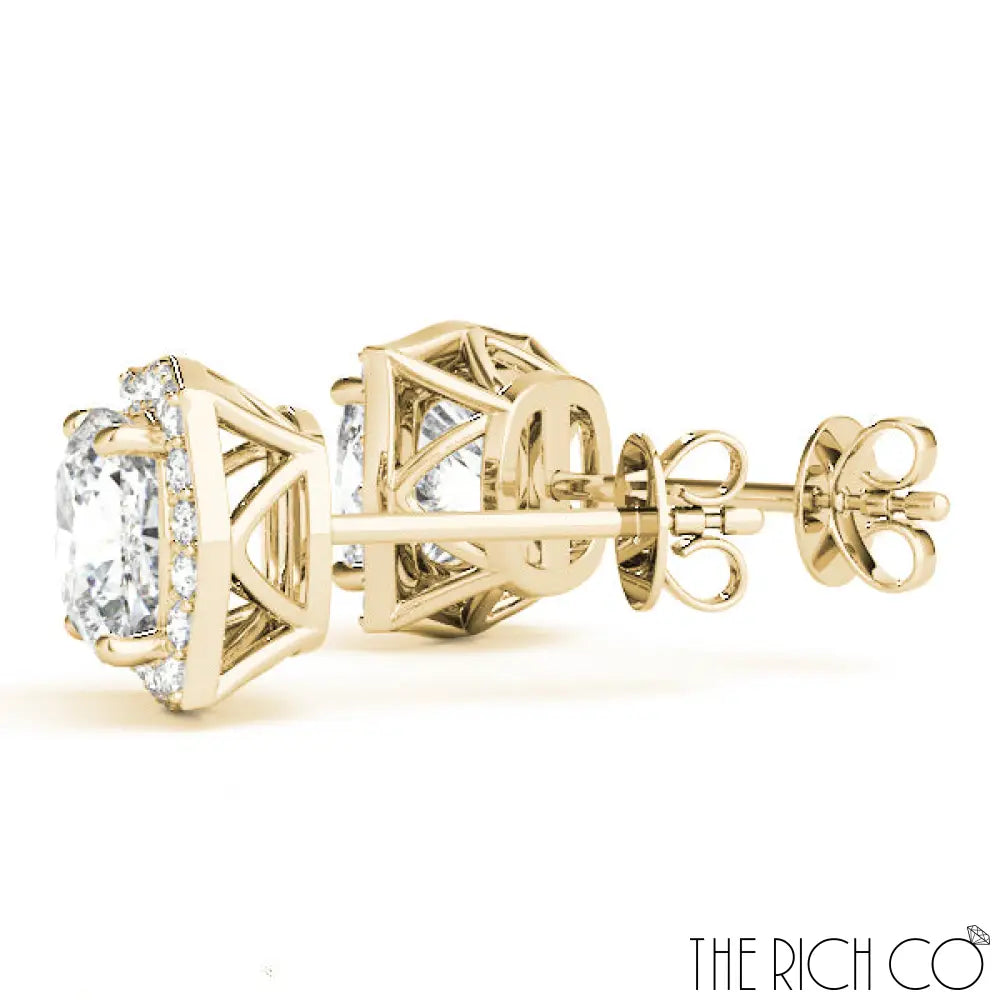 The Rich Co - Gold Halo Diamond Earrings Earrings