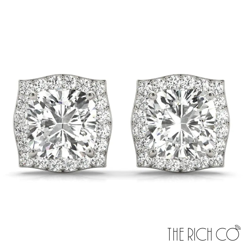 The Rich Co - Gold Halo Diamond Earrings Earrings