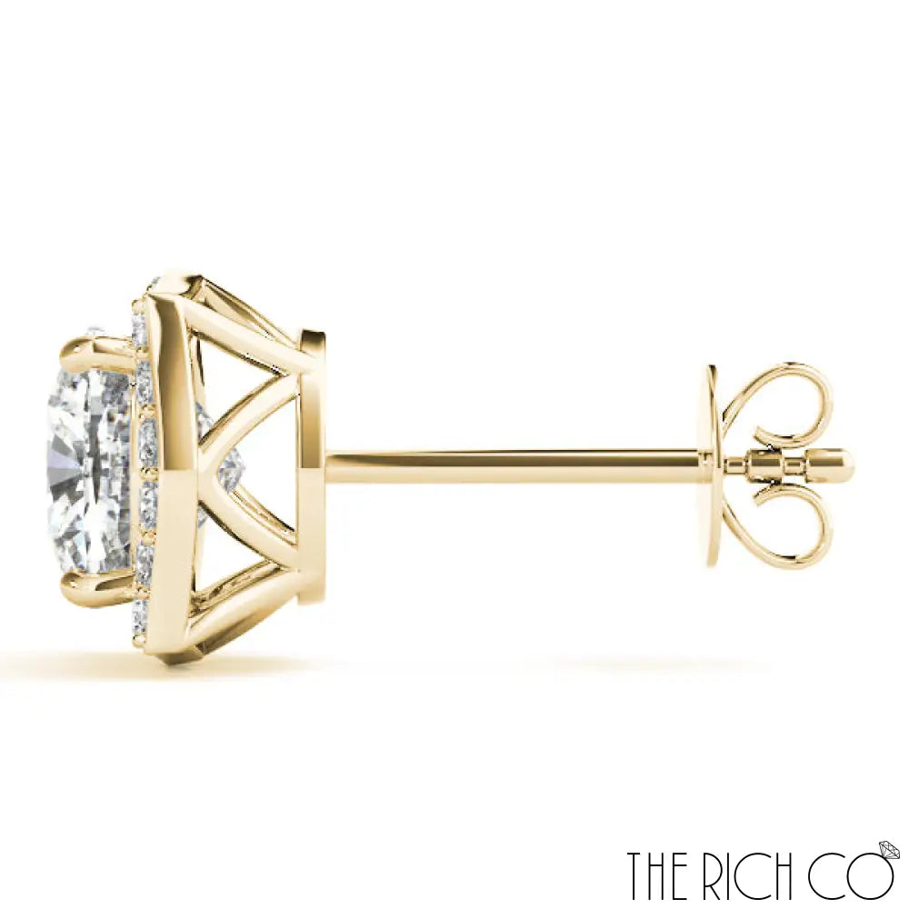 The Rich Co - Gold Halo Diamond Earrings Earrings