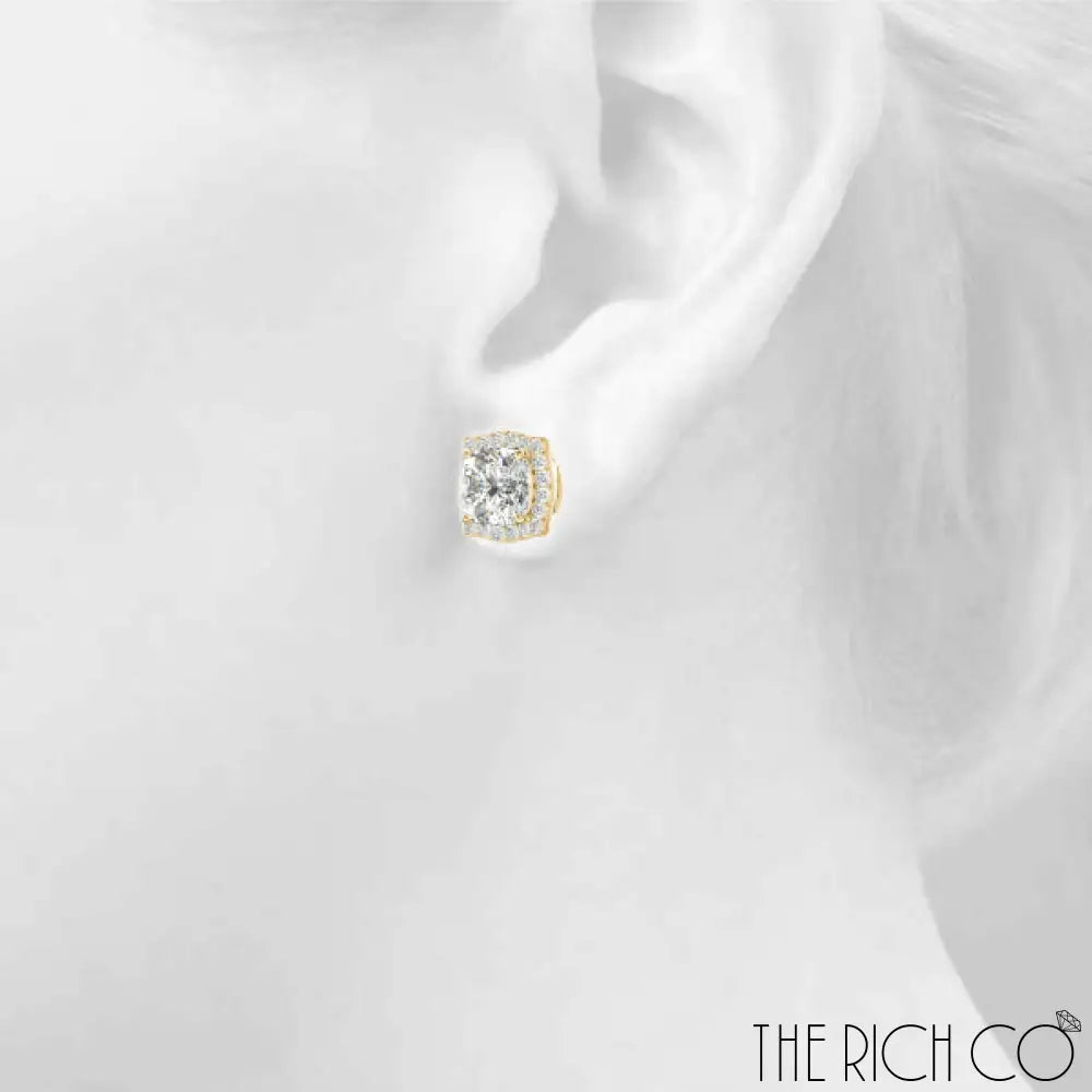 The Rich Co - Gold Halo Diamond Earrings Earrings