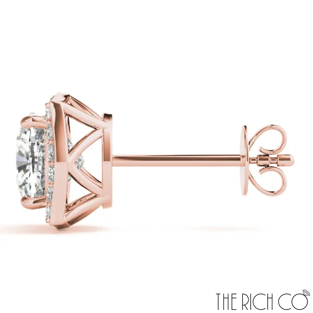 The Rich Co - Gold Halo Diamond Earrings Earrings