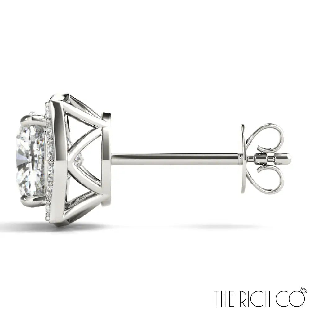 The Rich Co - Gold Halo Diamond Earrings Earrings