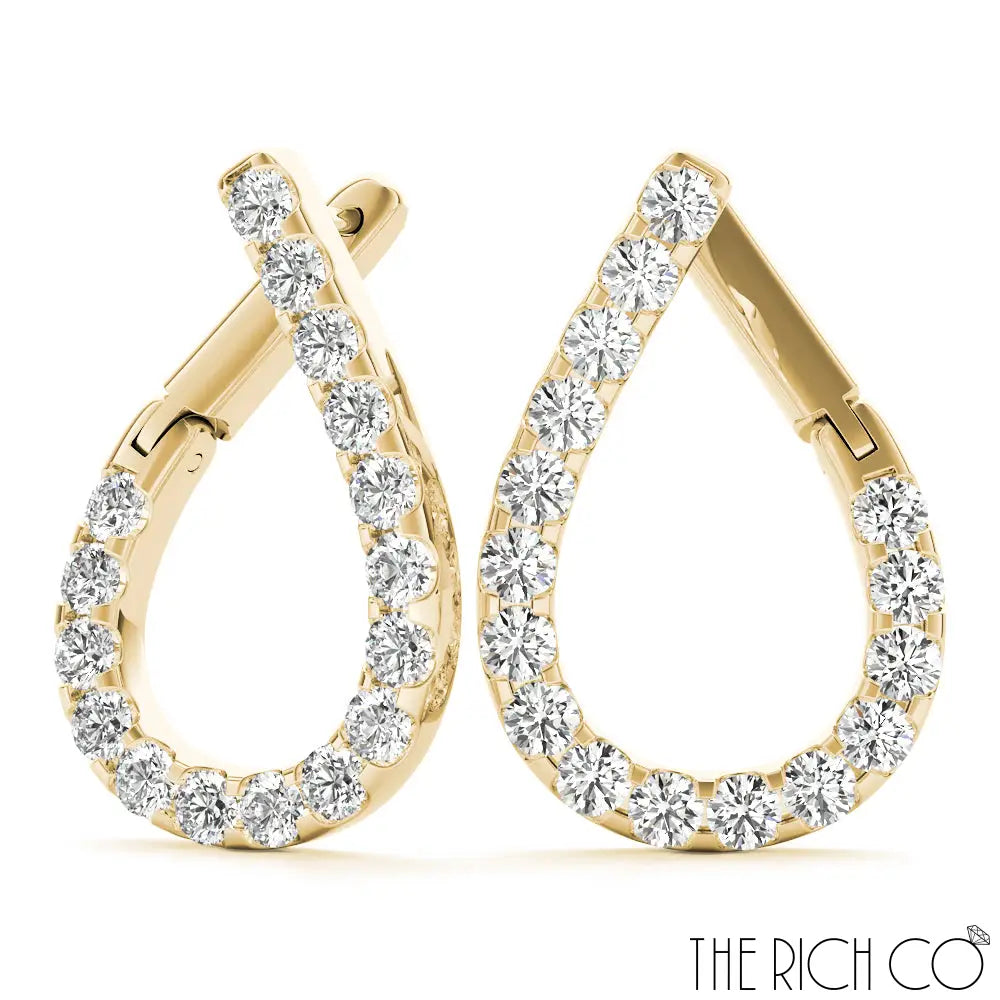 The Rich Co - Gold Hoop Crossover Diamond Earrings 18Kt Yellow Gold / 0.64 Ct Tw Earrings