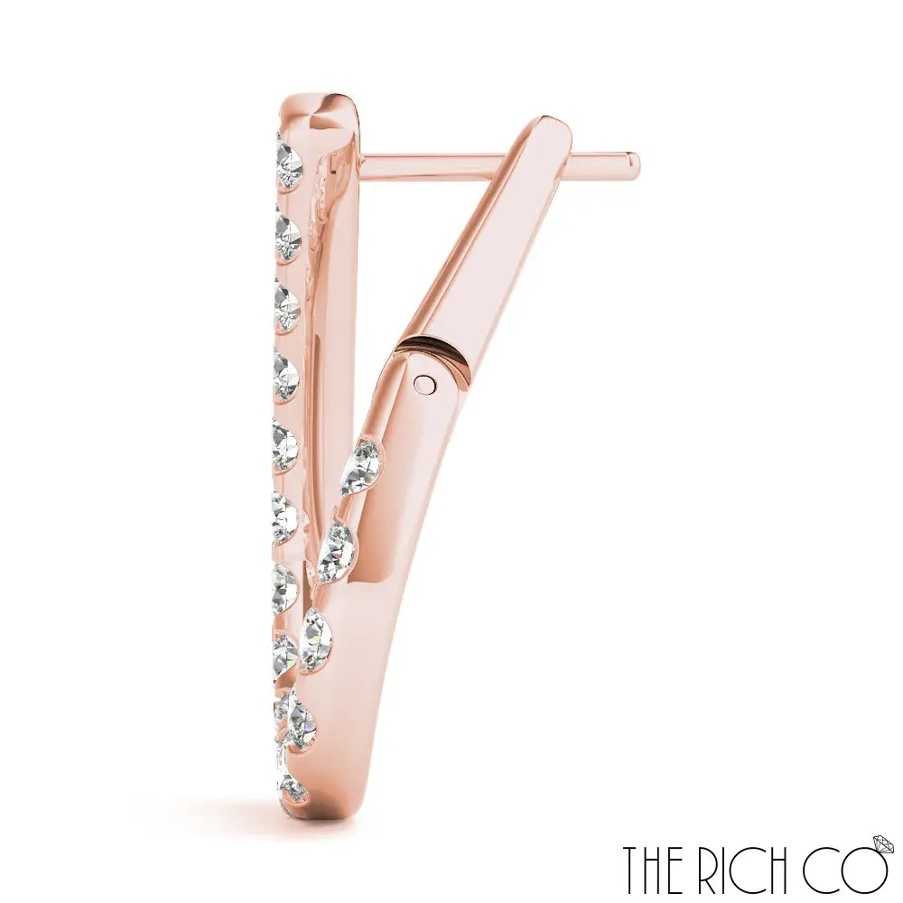 The Rich Co - Gold Hoop Crossover Diamond Earrings Earrings