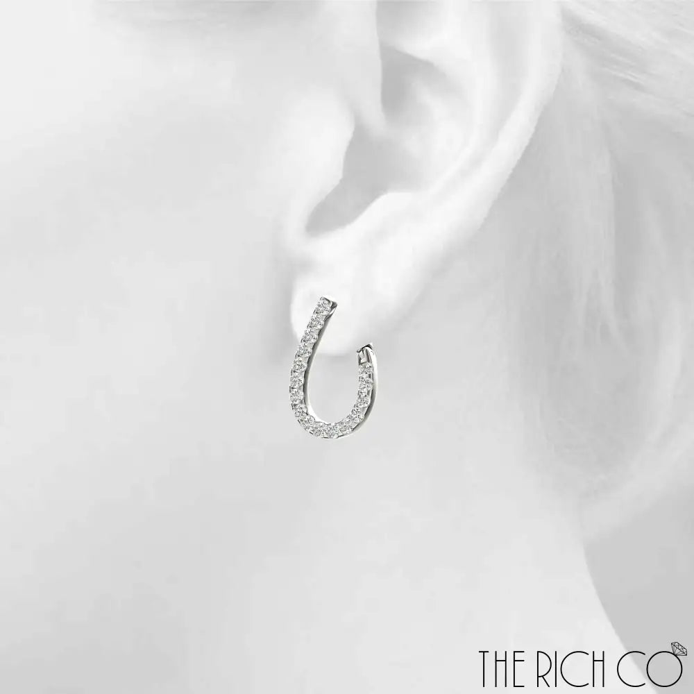 The Rich Co - Gold Hoop Crossover Diamond Earrings Earrings