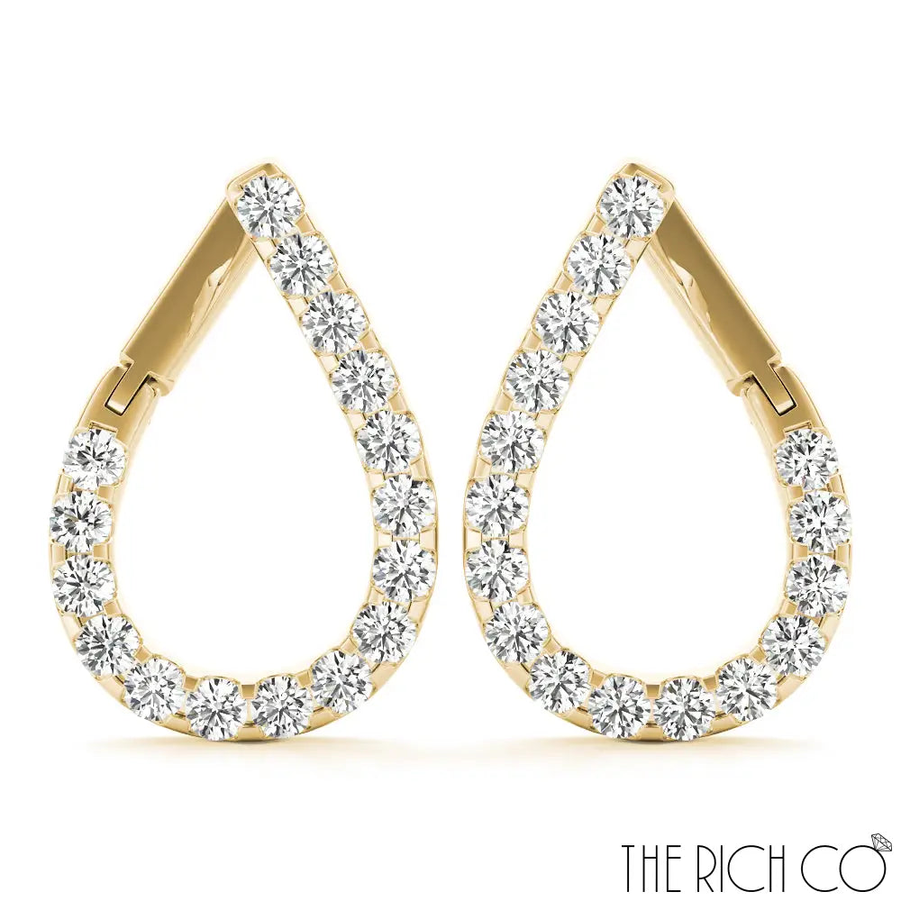 The Rich Co - Gold Hoop Crossover Diamond Earrings Earrings