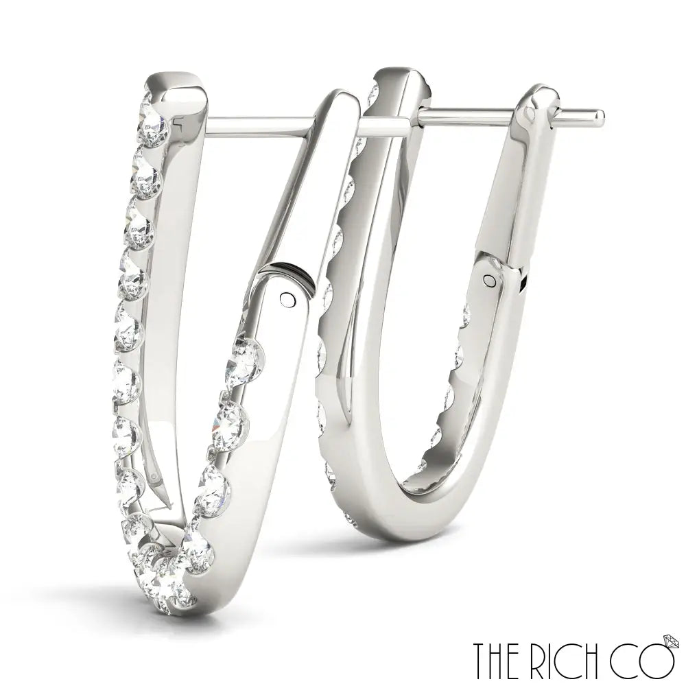 The Rich Co - Gold Hoop Crossover Diamond Earrings Earrings