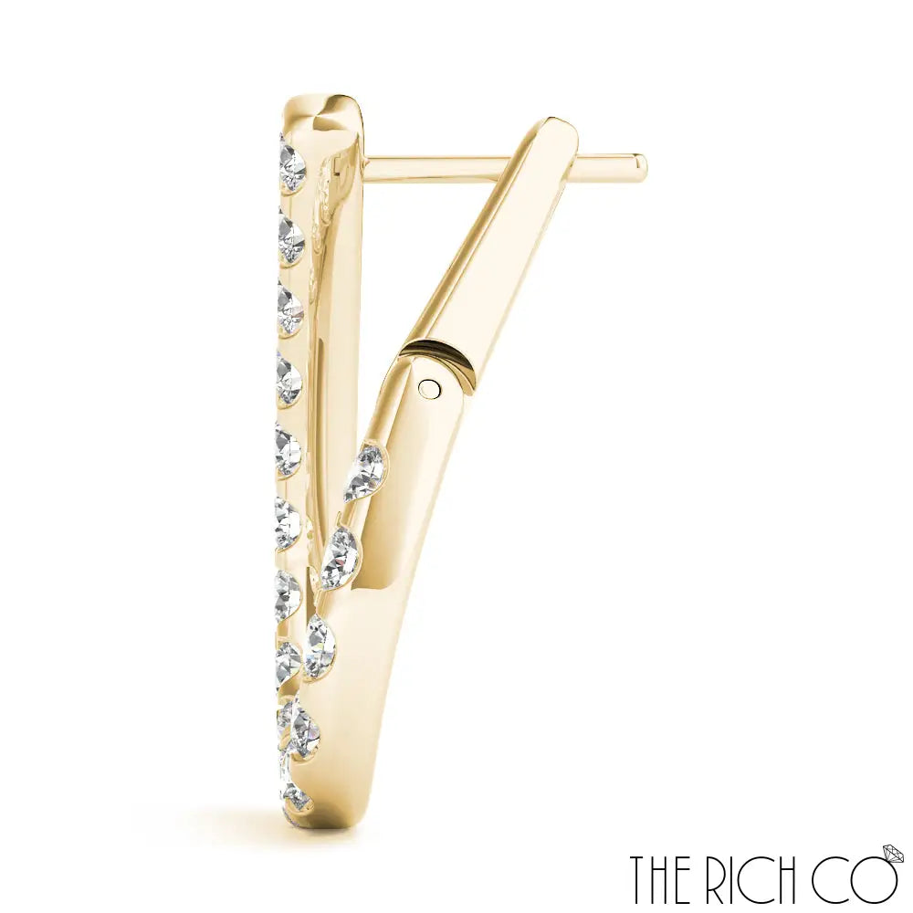 The Rich Co - Gold Hoop Crossover Diamond Earrings Earrings