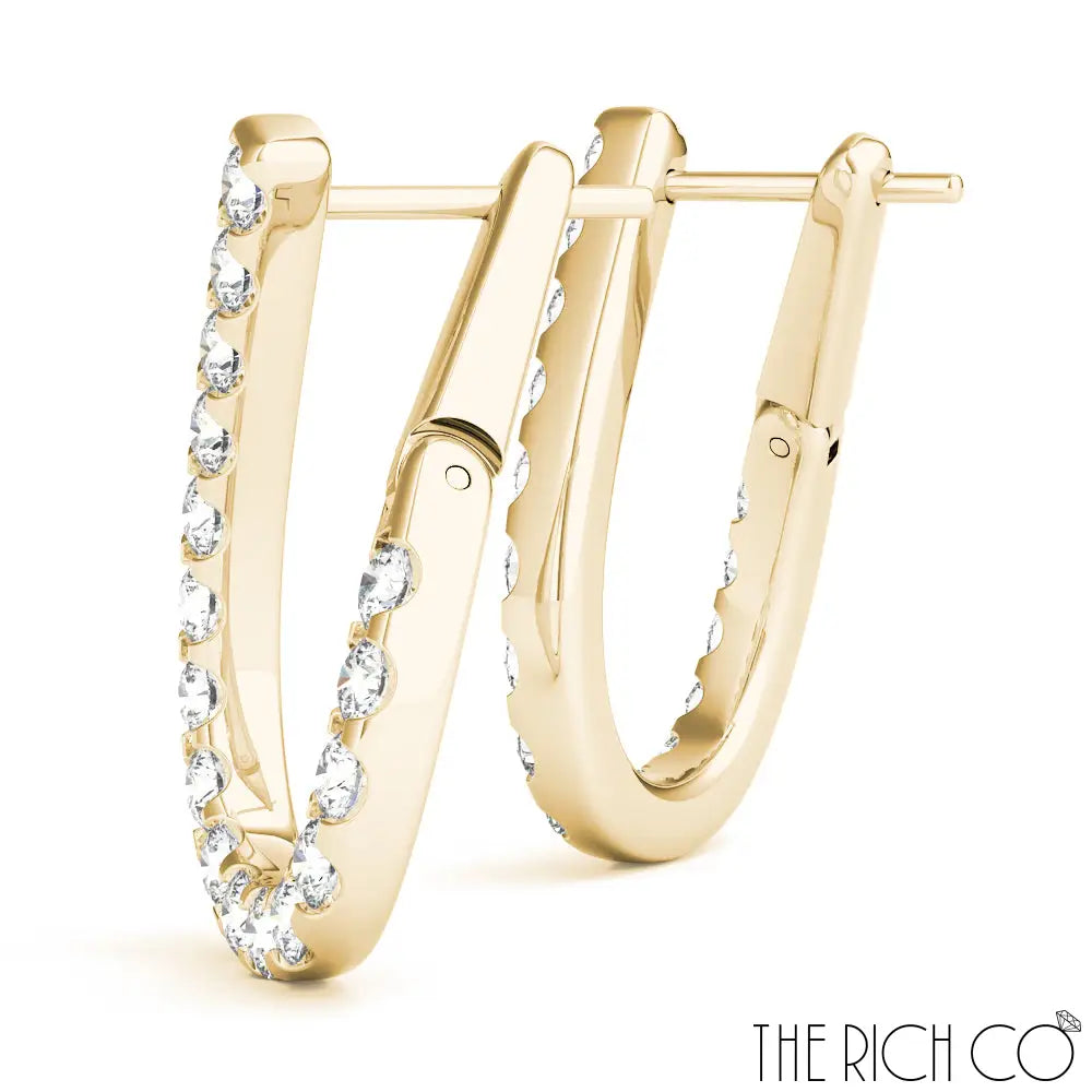 The Rich Co - Gold Hoop Crossover Diamond Earrings Earrings