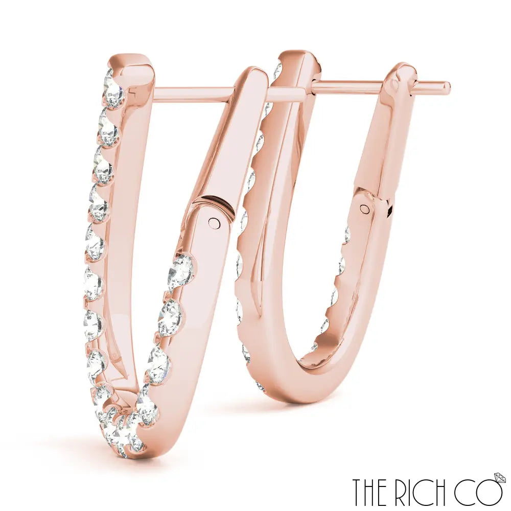 The Rich Co - Gold Hoop Crossover Diamond Earrings Earrings