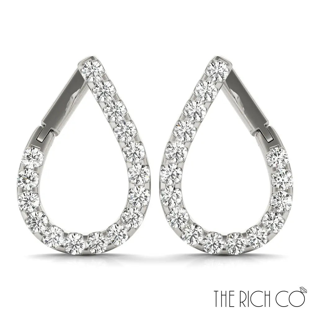 The Rich Co - Gold Hoop Crossover Diamond Earrings Earrings