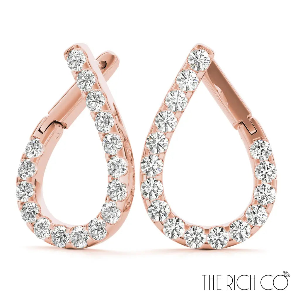 The Rich Co - Gold Hoop Crossover Diamond Earrings Earrings