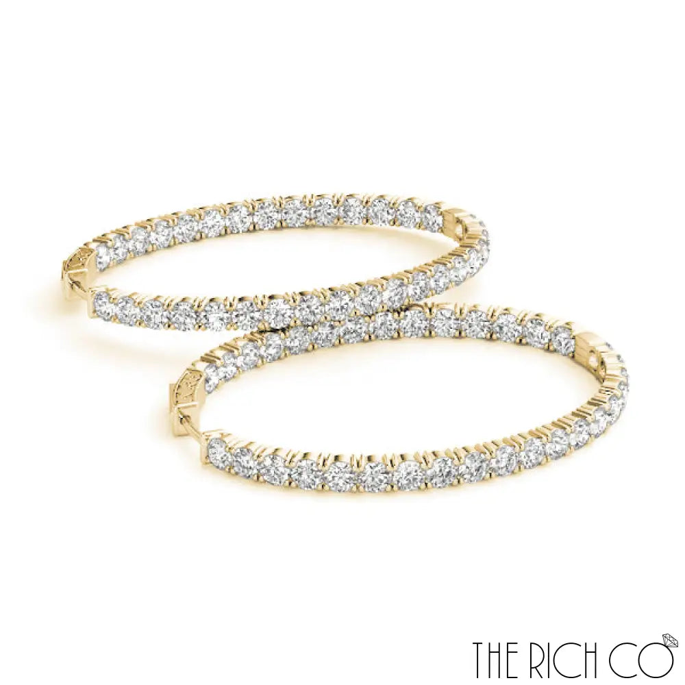 The Rich Co - Gold Inside Out Diamond Hoop Earrings Earrings