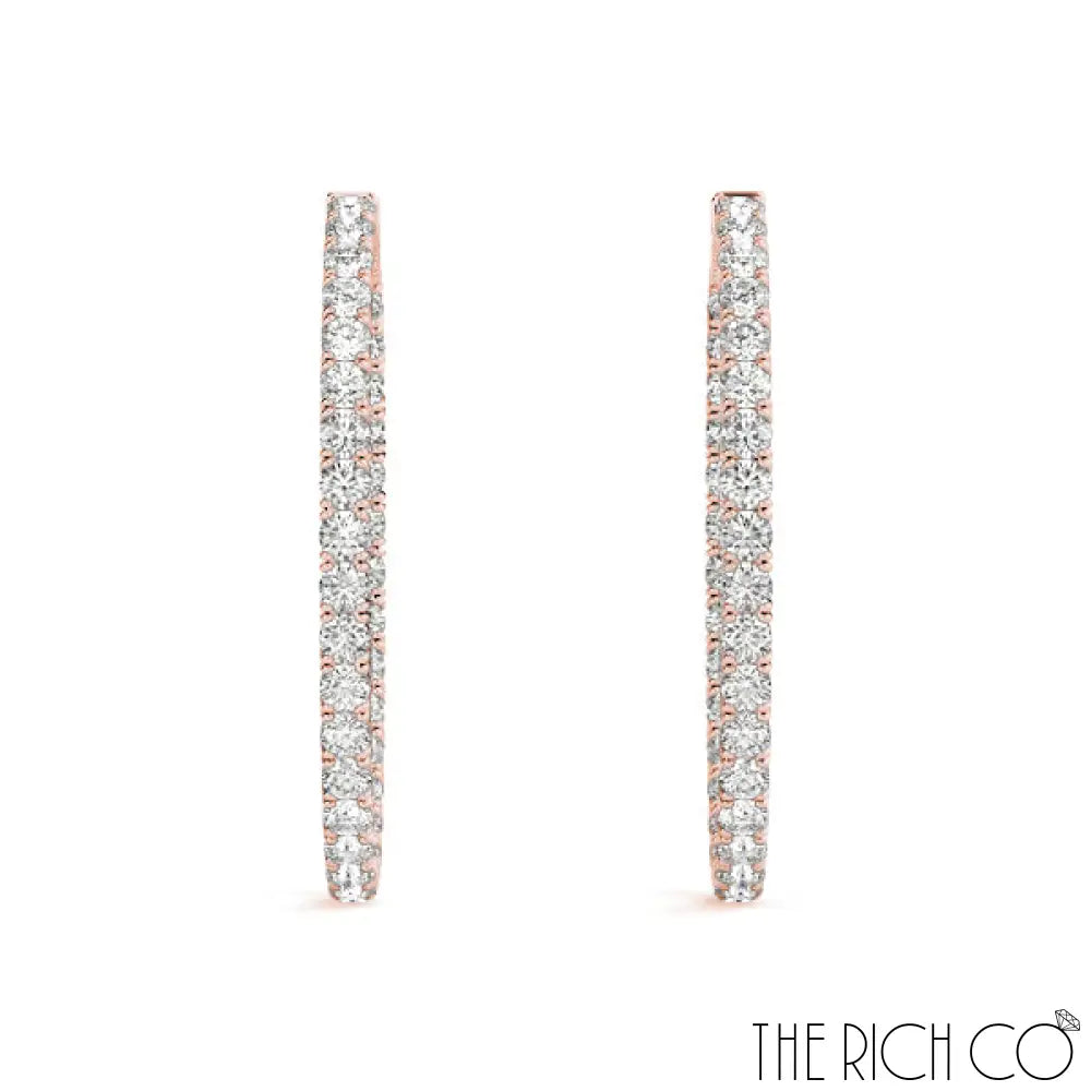 The Rich Co - Gold Inside Out Diamond Hoop Earrings Earrings