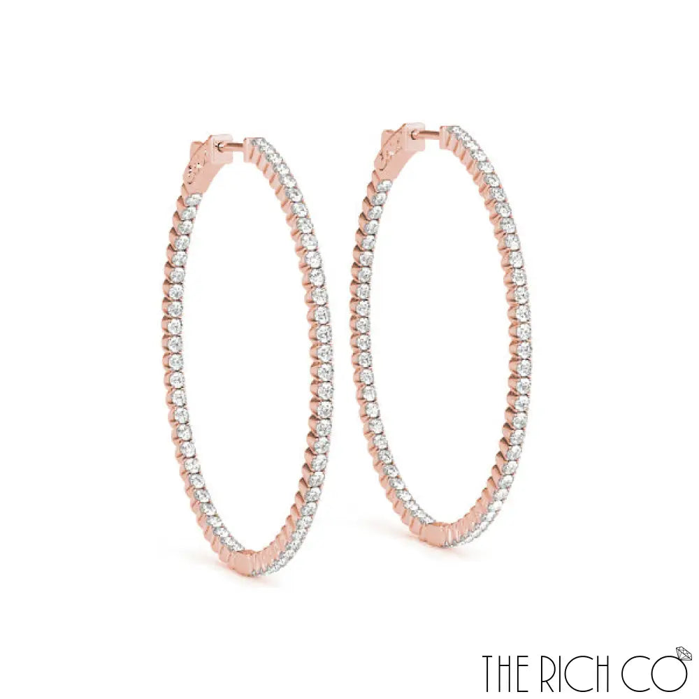 The Rich Co - Gold Inside Out Diamond Hoop Earrings 18Kt Rose Gold / 1.52 Ct Tw Earrings