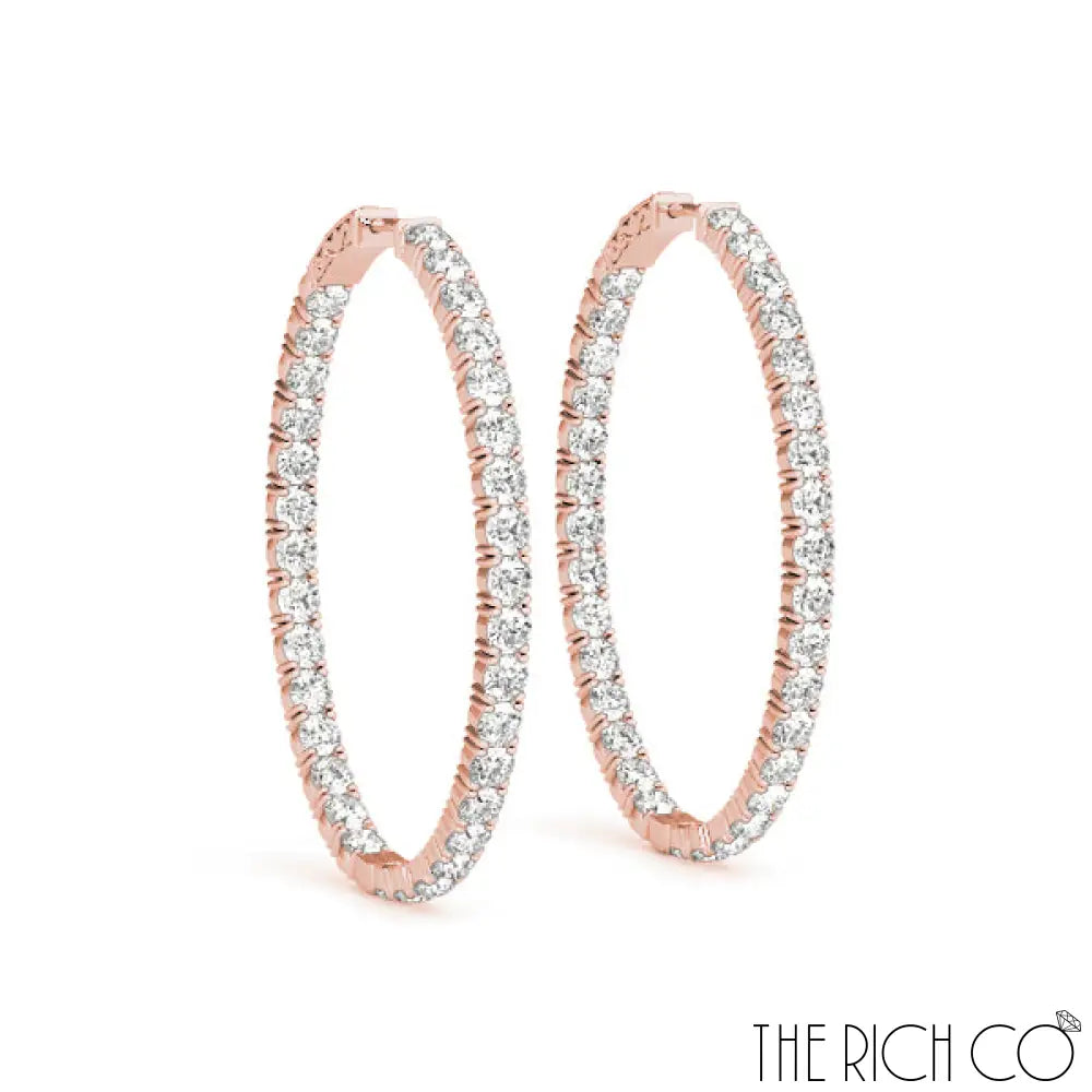 The Rich Co - Gold Inside Out Diamond Hoop Earrings 18Kt Rose Gold / 2.2 Ct Tw Earrings