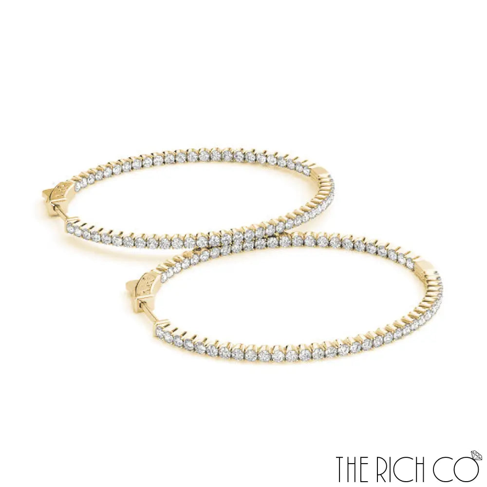 The Rich Co - Gold Inside Out Diamond Hoop Earrings Earrings