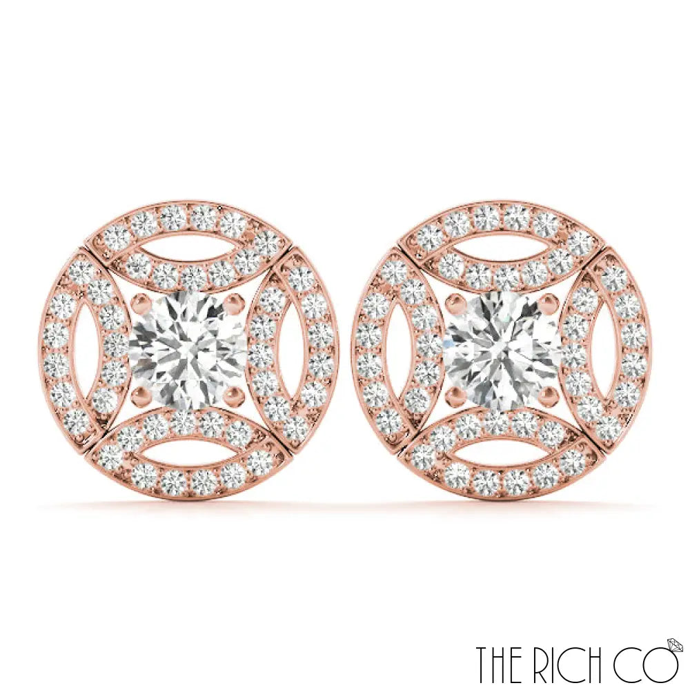 The Rich Co - Gold Multi Halo Earrings 18Kt Rose Gold Earrings