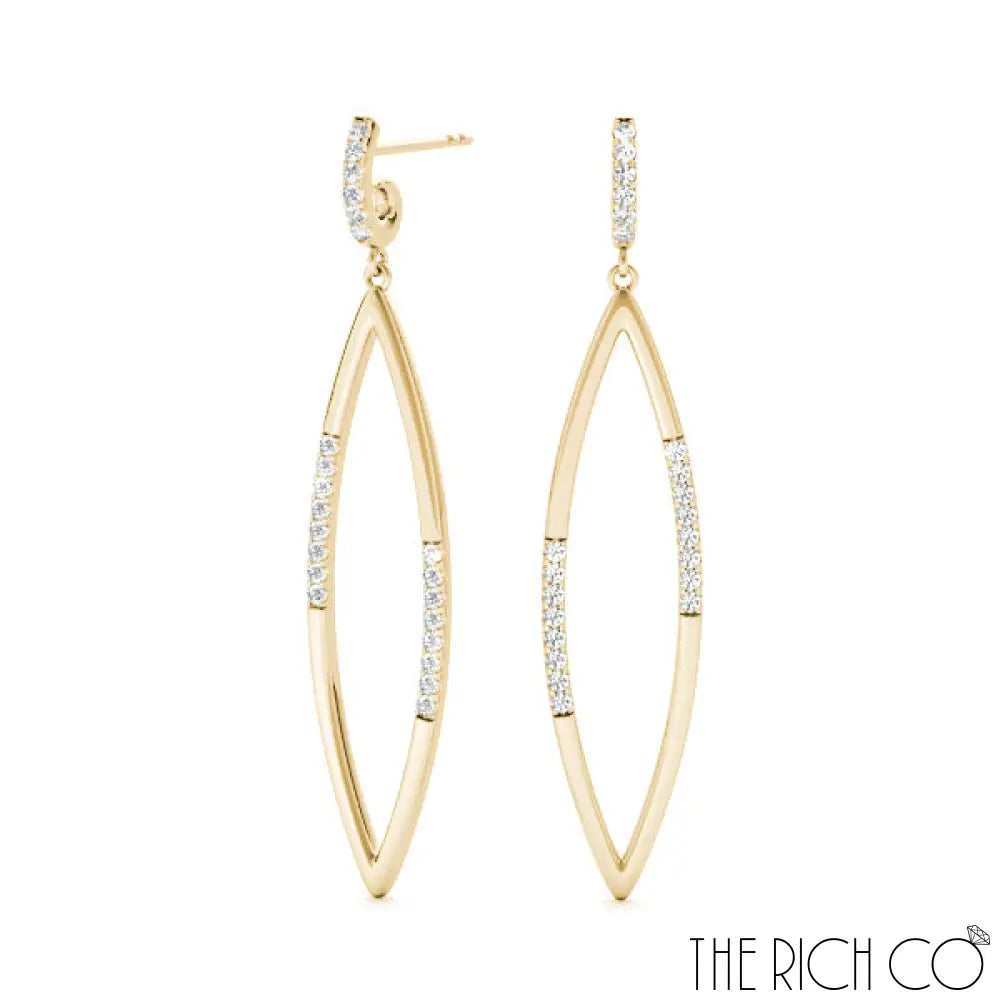 The Rich Co - Split Curve Elongated Oval Diamond Earrings 18Kt Yellow Gold / 0.2 Ct Tw Earrings