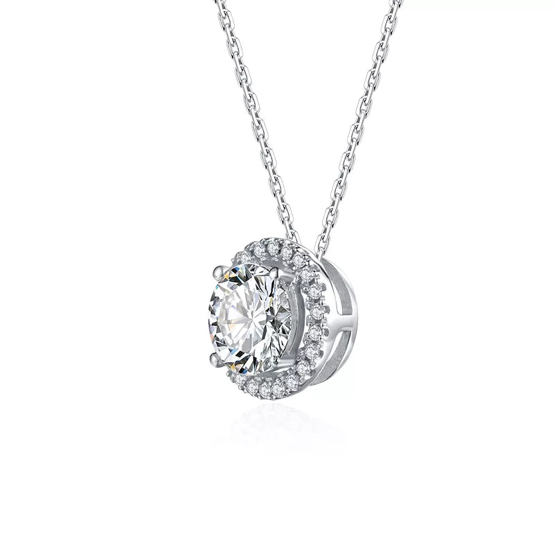 THE RICH CO - 1CT MOISSANITE STERLING SILVER PENDANT NECKLACE