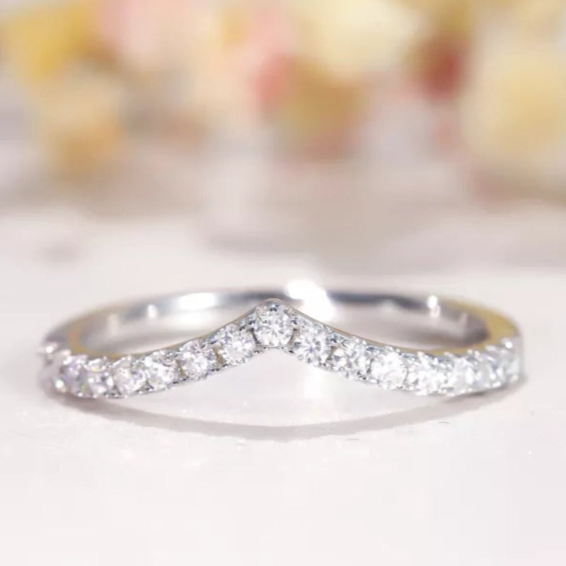 THE RICH CO - 0.015CT MOISSANITE STERLING SILVER WISH BONE ETERNITY RING