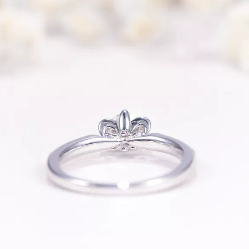 THE RICH CO - 0.5CT ROUND MOISSANITE FLORAL STERLING SILVER RING