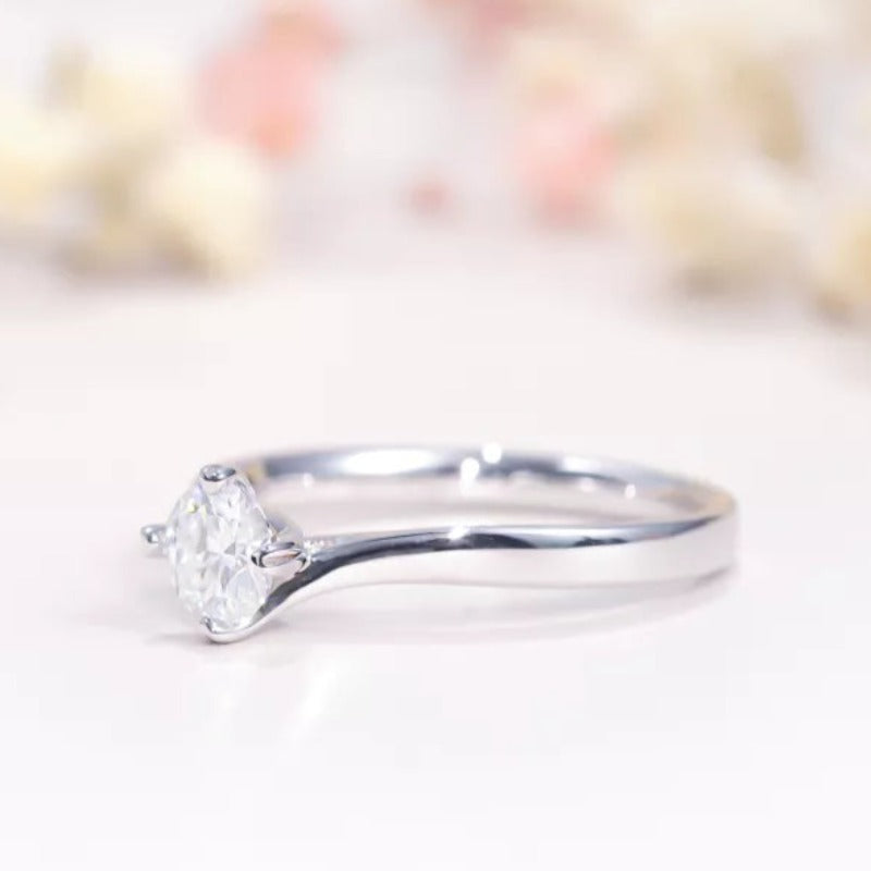 THE RICH CO - 0.5CT ROUND MOISSANITE STERLING SILVER BYPASS RING