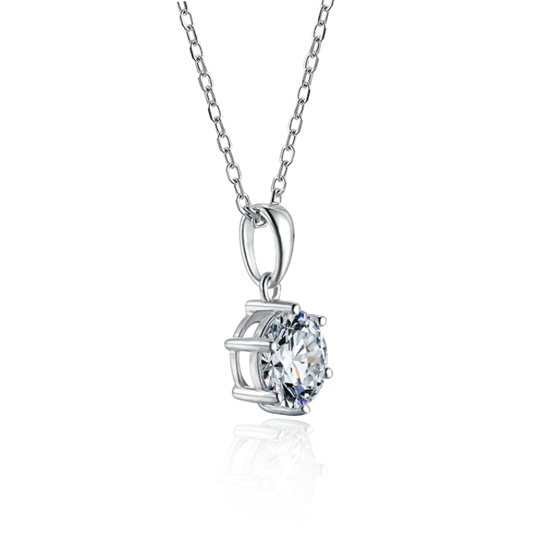 THE RICH CO - 1CT MOISSANITE WHITE GOLD PLATED, SILVER NECKLACE