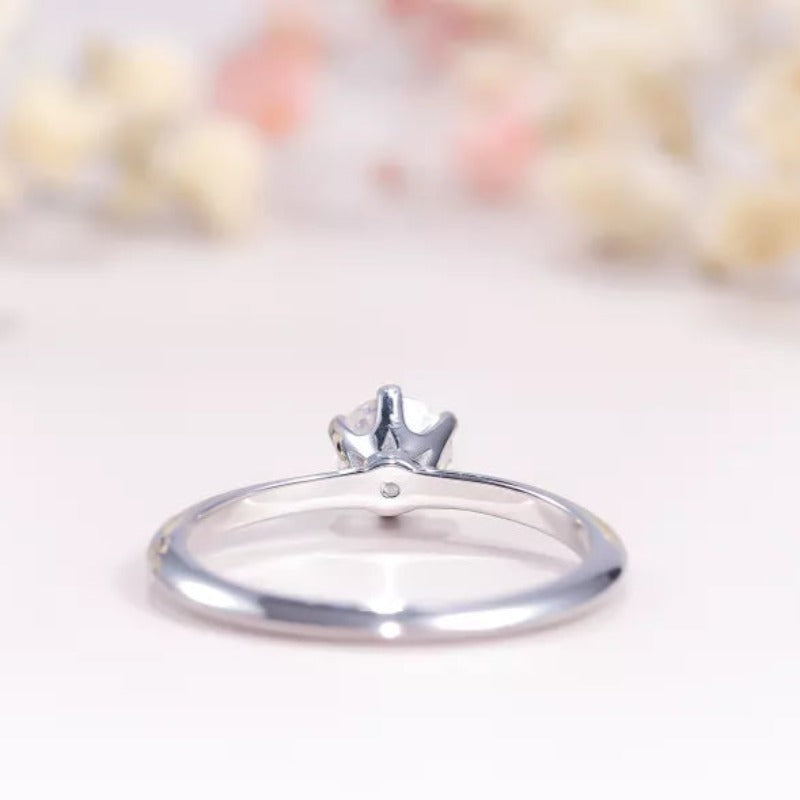 THE RICH CO - 0.5CT ROUND MOISSANITE STERLING SILVER RING