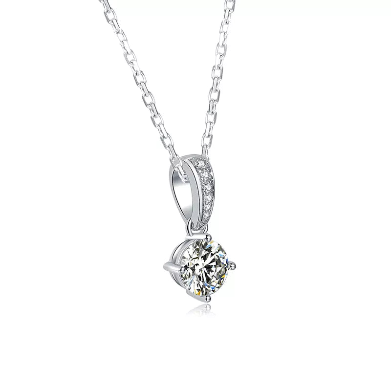 THE RICH CO - 1CT MOISSANITE STERLING SILVER PENDANT NECKLACE