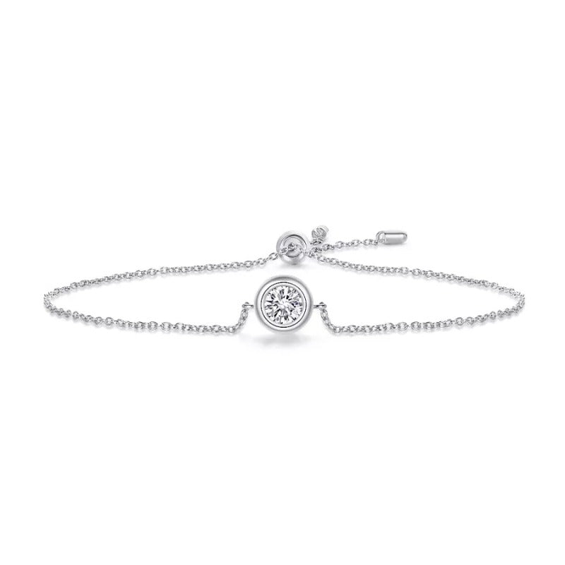 THE RICH CO - 0.5CT MOISSANITE RHODIUM PLATED ADJUSTABLE BRACELET