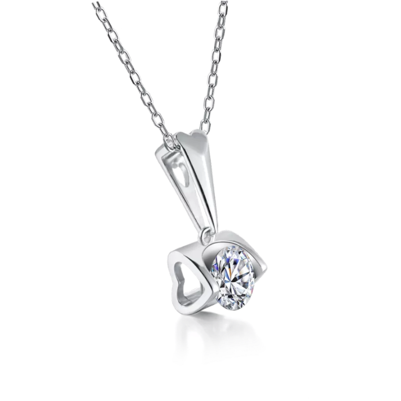 THE RICH CO - 1CT MOISSANITE SILVER PENDANT NECKLACE