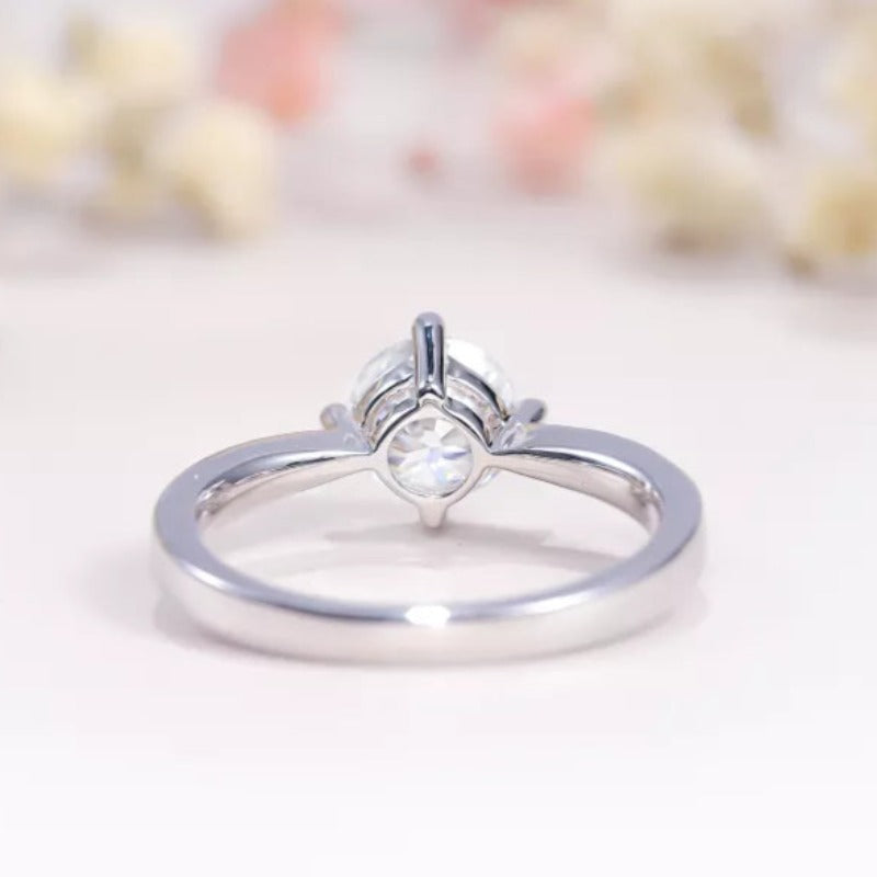 THE RICH CO - 1CT ROUND MOISSANITE STERLING SILVER RINGS