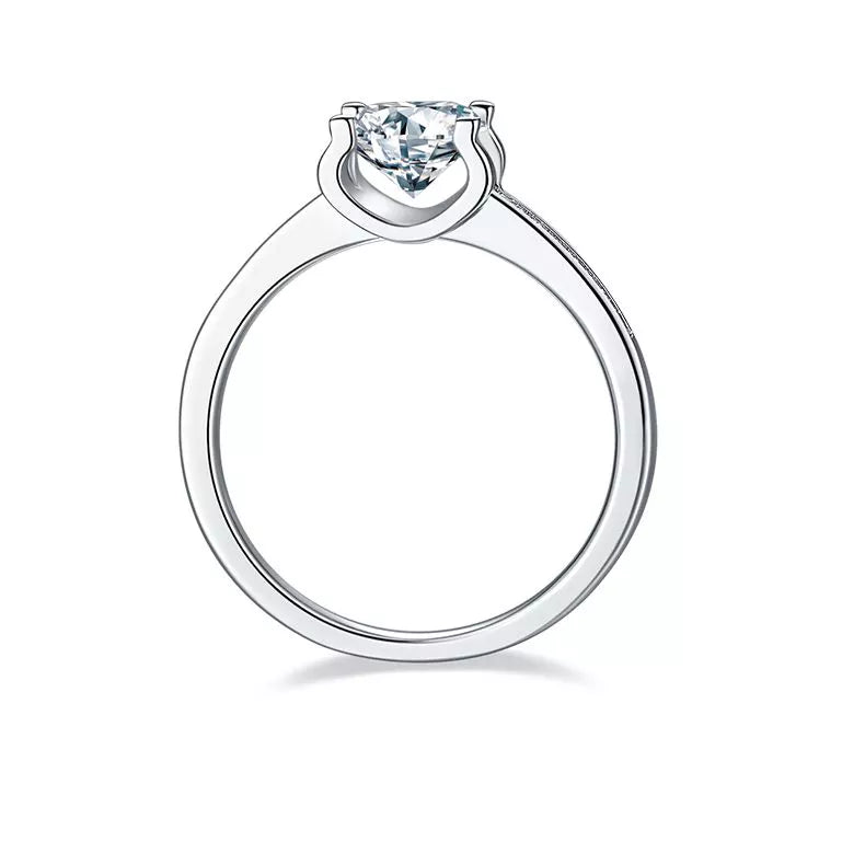 THE RICH CO - 1CT ROUND MOISSANITE STERLING SILVER RING